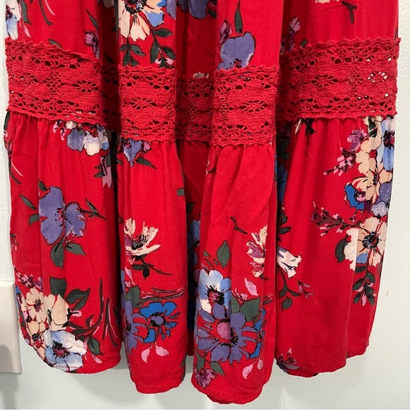 BAND OF GYPSIES Boho Red Floral Maxi Dress Size S - Picture 4 of 10